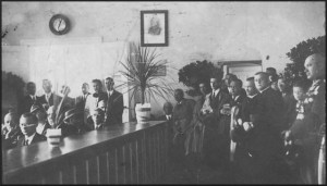 Marszałek Polski Józef Piłsudski i Prezydent Polski Ignacy Mościcki, Generał Edward Rydz-Śmigły w domu Jana Bracka na więcborskim Rynku