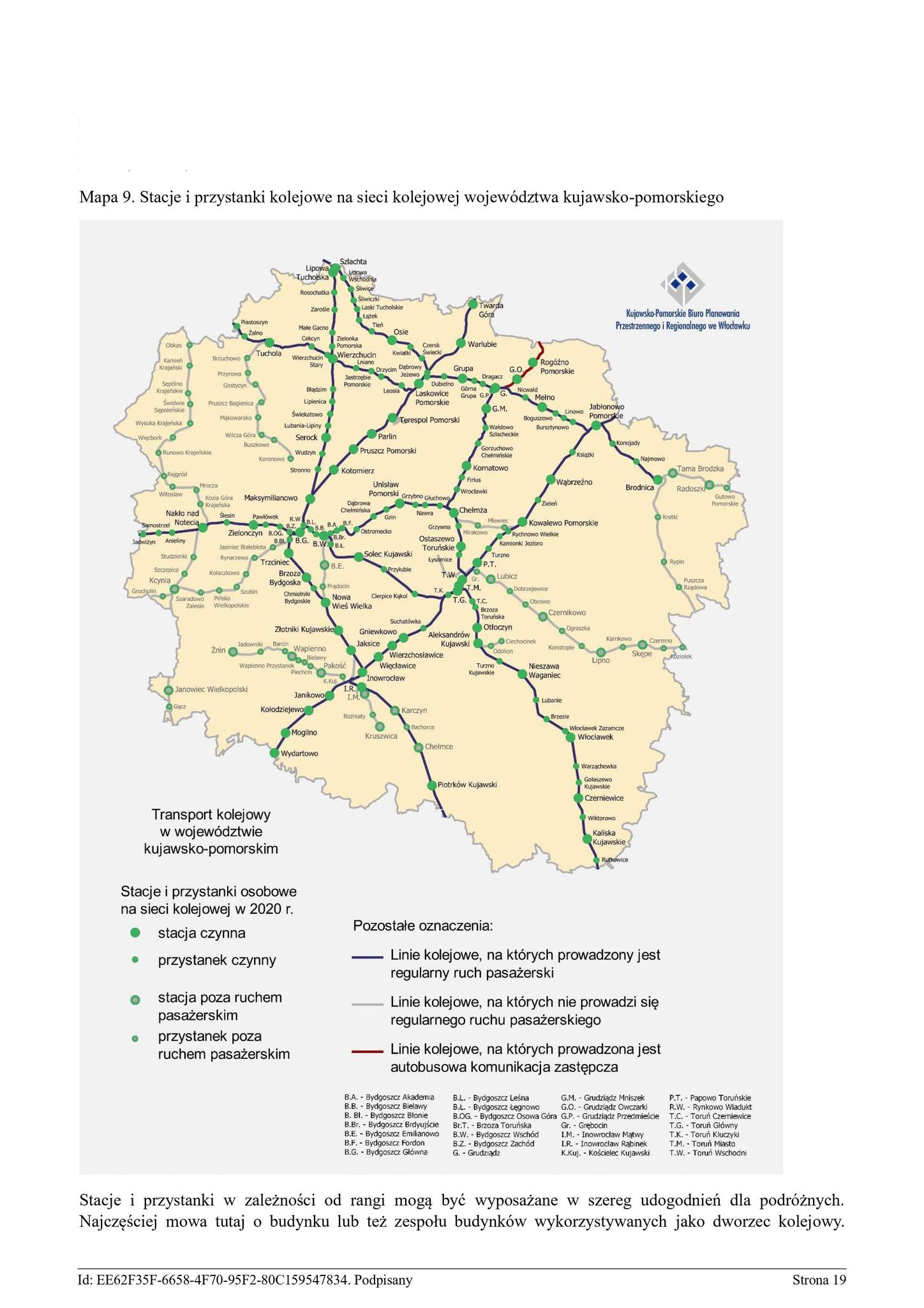 Linia Kolejowa nr 281 relacji Kcynia - Nakło n/Not - Więcbork - Chojnice już oficjalnie po 23 latach przerwy na załączonej mapie czynnych codziennych pasażerskich linii kolejowych PKP w Polsce - Tomasz Roman Bracka