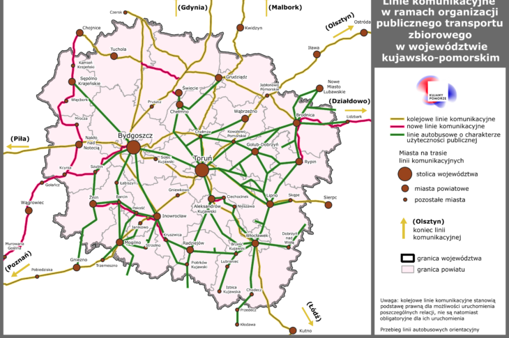 Linia Kolejowa nr 281 relacji Kcynia - Nakło n/Not - Więcbork - Chojnice już oficjalnie po 23 latach przerwy na załączonej mapie czynnych codziennych pasażerskich linii kolejowych PKP w Polsce !