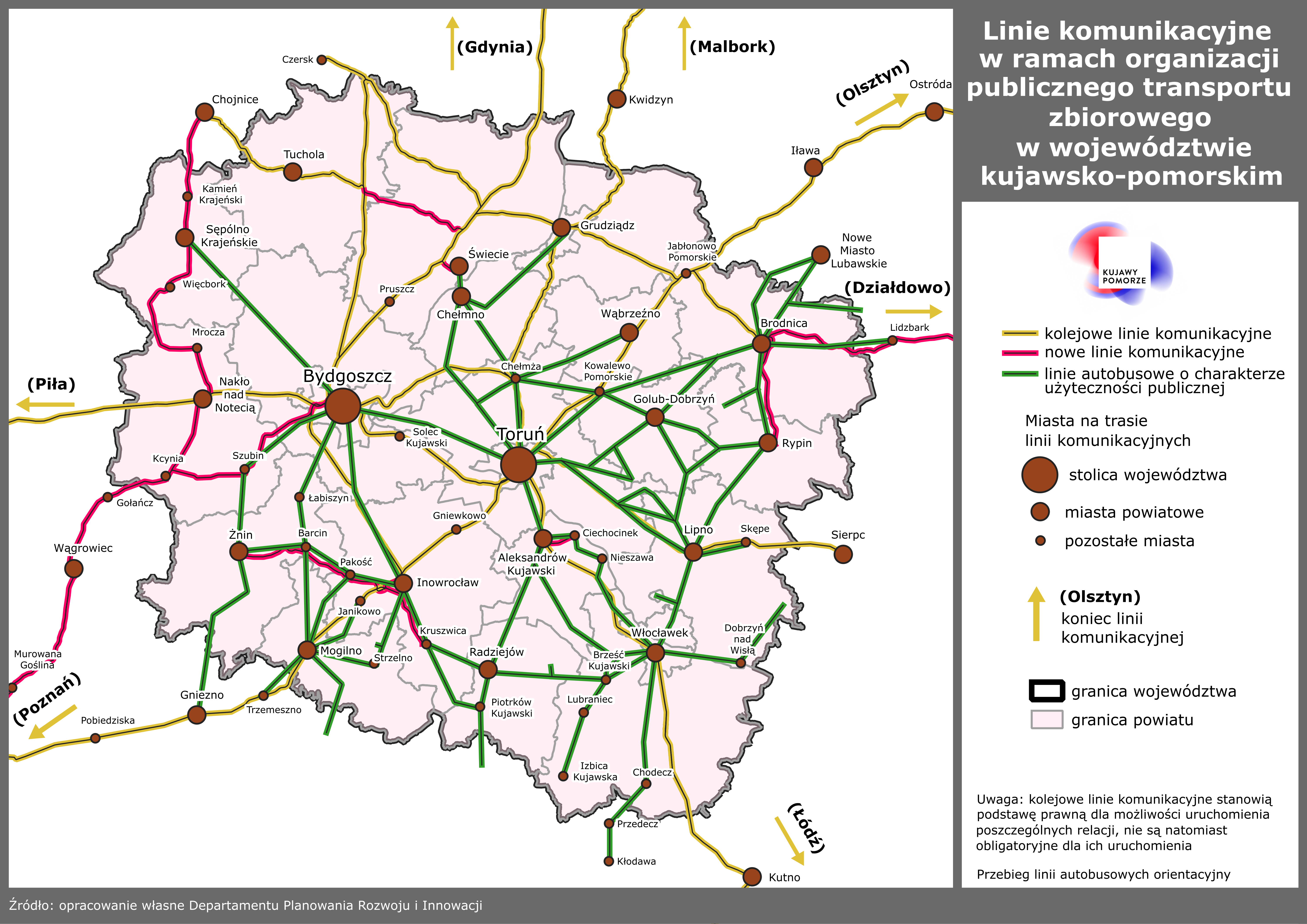 Linia Kolejowa nr 281 relacji Kcynia - Nakło n/Not - Więcbork - Chojnice już oficjalnie po 23 latach przerwy na załączonej mapie czynnych codziennych pasażerskich linii kolejowych PKP w Polsce !